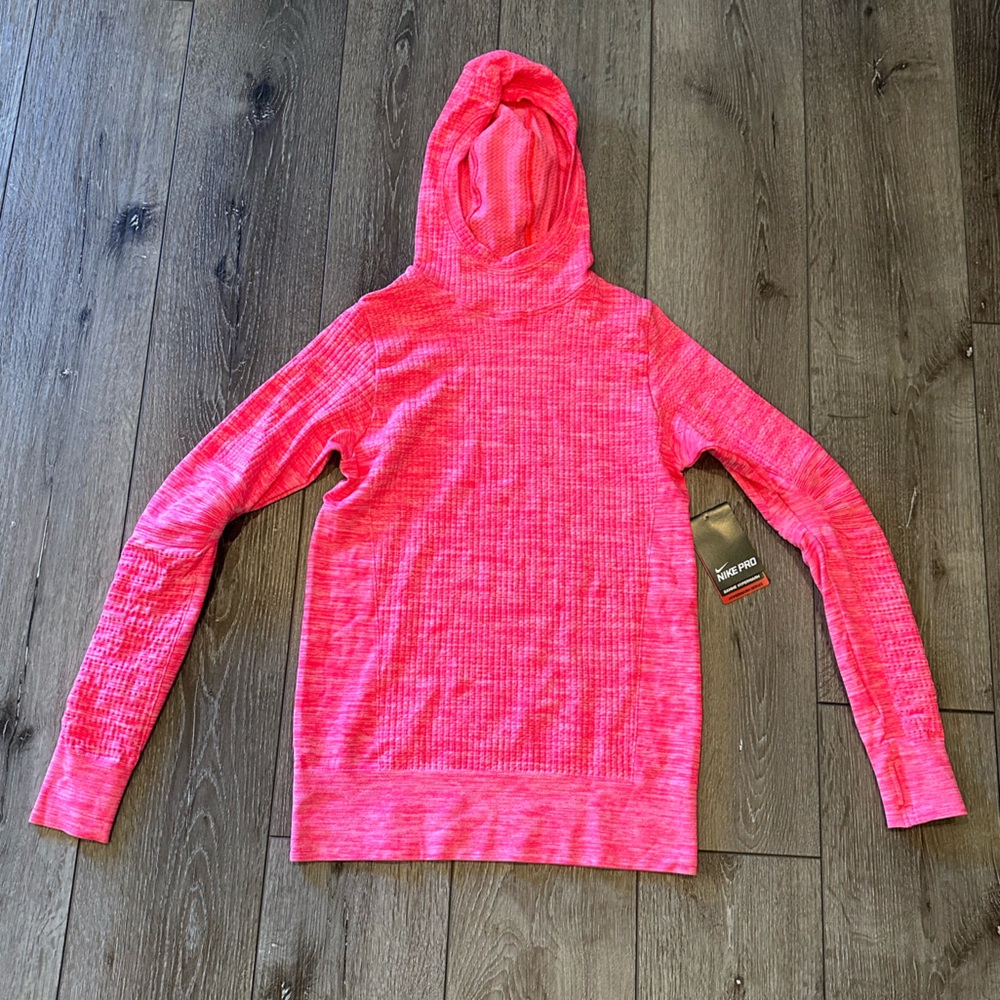 Women’s Nike Pink Long Sleeve Hyperwarm Pullover Hoodie - M